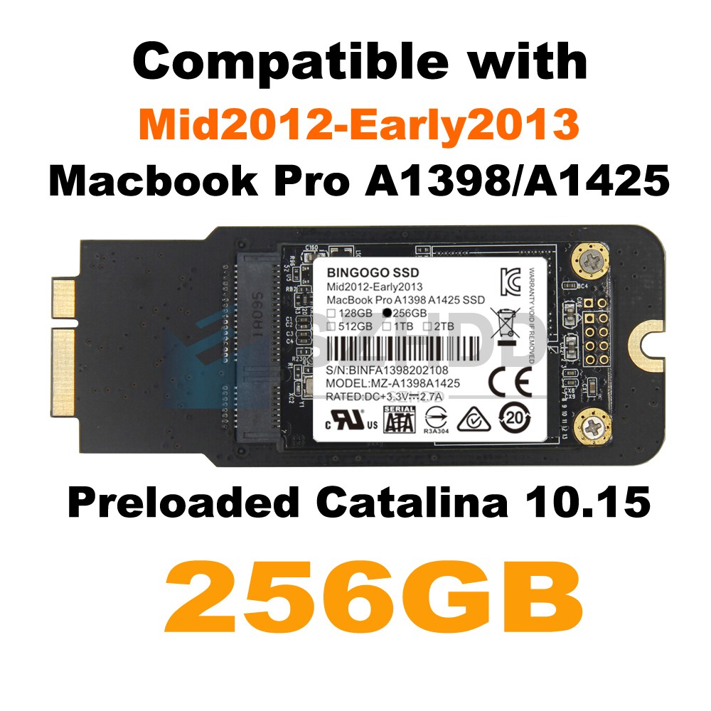 New 256GB SSD for Mid 2012 Early 2013 Apple MacBook Pro 13" 15" Ret. A1425 A1398