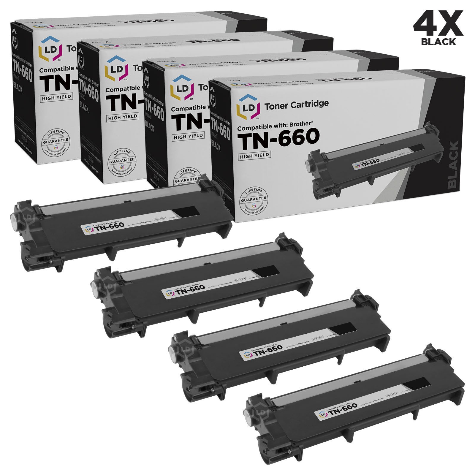 LD Comp Brother TN660 4pk HY Black L2520 L2540 L2300D L2320D L2700 L2720