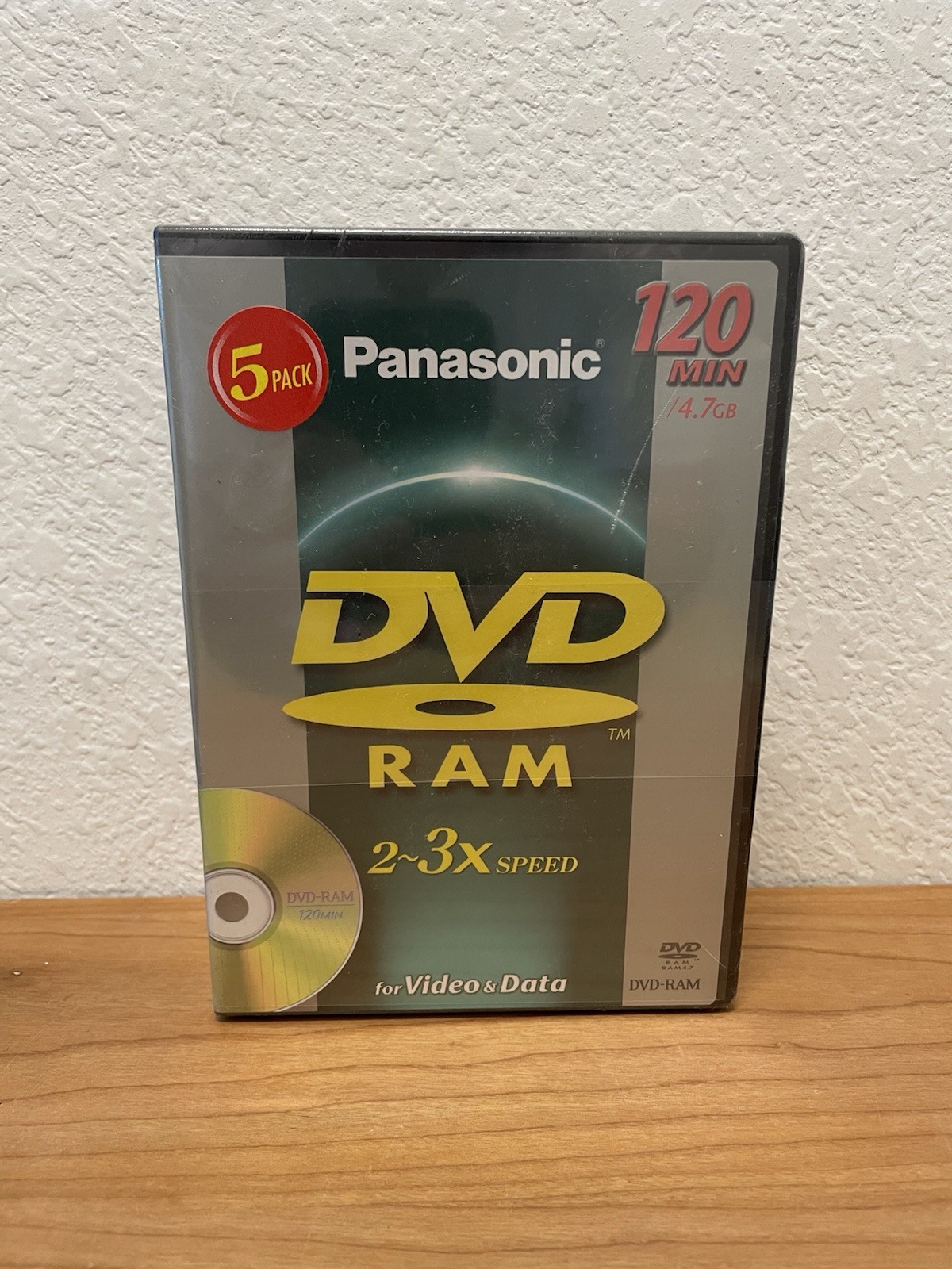 NEW Panasonic DVD RAM 2-3x Speed Video Data 120 Minute 4.7 GB (5 Pack) SEALED