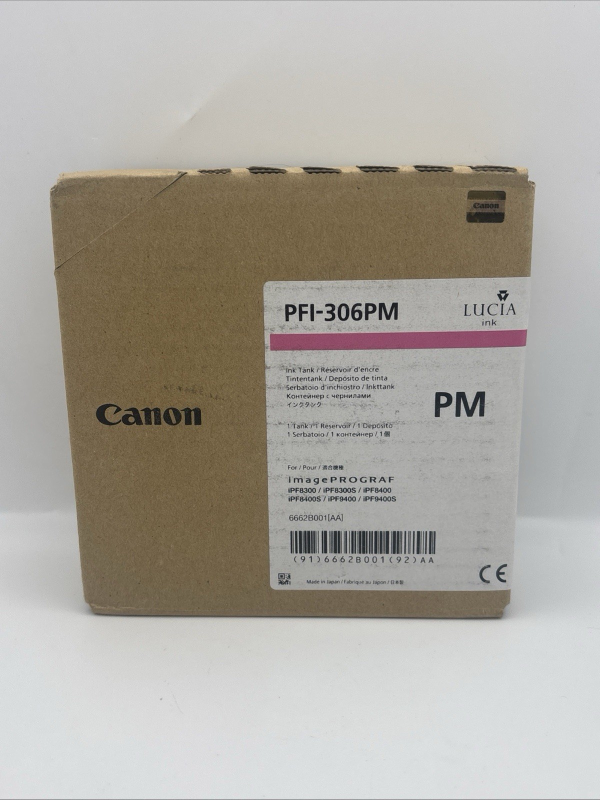 Canon PFI-306PM Pigment Ink Tank, 330ml Capacity, Photo Magenta, EXP 2017