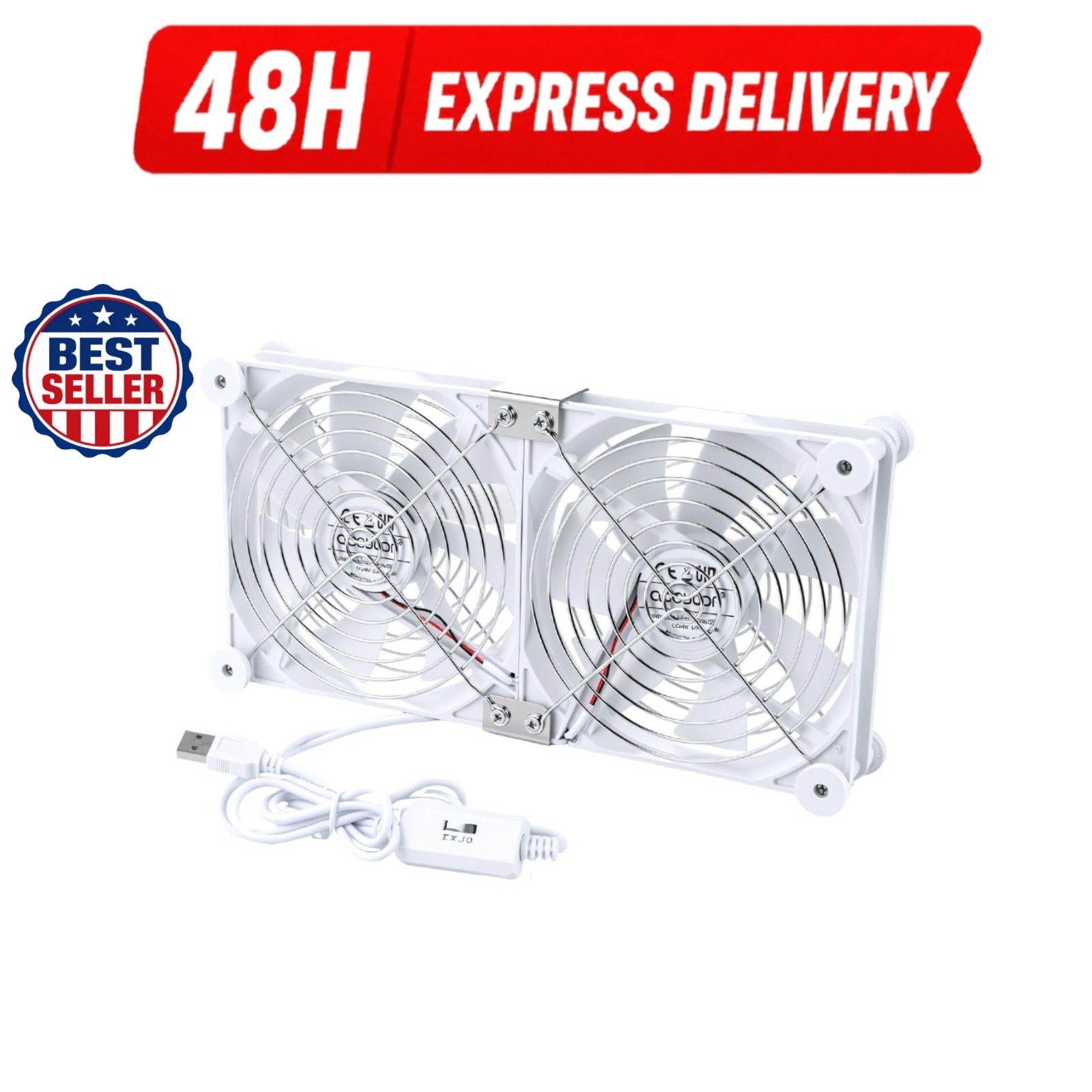 aceyoon 120mm USB Computer Cooling Fan Dual Fan 3-Speed 5V 1500RPM