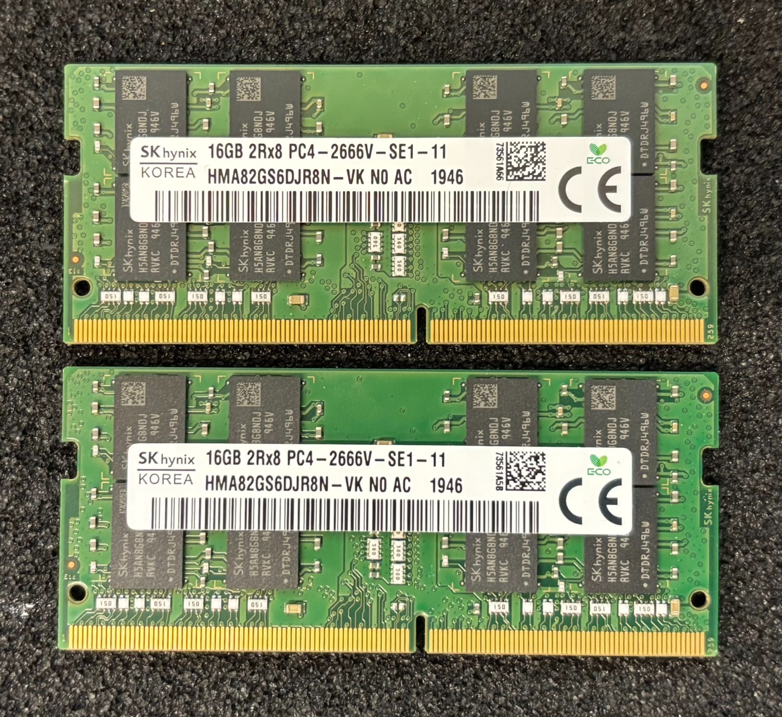 SK Hynix 32GB(2x16GB) 2Rx8 PC4-2666V SODIMM Laptop RAM HMA82GS6DJR8N-VK