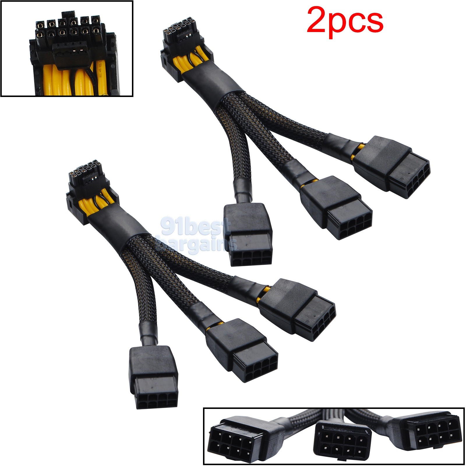 2pcs Nvidia RTX 4090 Adapter Cable 3x 8pin PCIe to 16pin(12+4) 12VHPWR 90 Degree