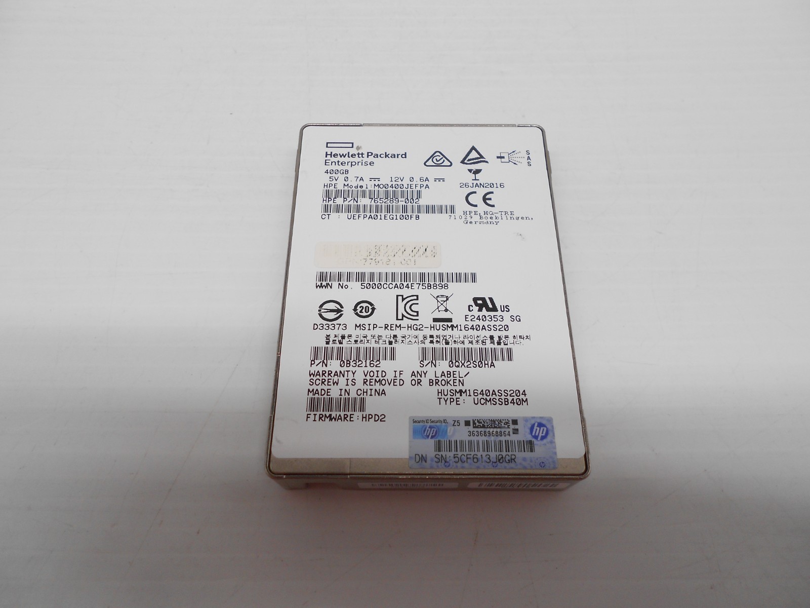 HP 400GB SSD SAS 12G Solid State Hard Drive 2.5" 765289-002 779181-001 0B32162
