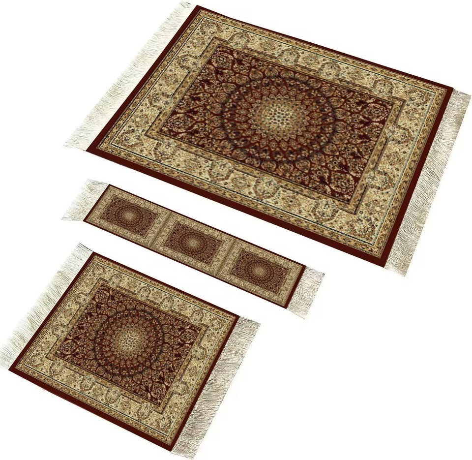 Rug Style Mouse Pad, Carpet Coaster And Bookmark w/FREE Round Fringed Mouse Pad