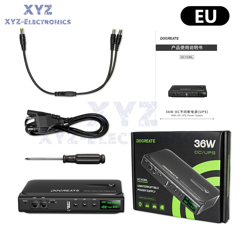 DC1036L 36W Digital UPS Uninterruptible Power Supply for Router 5V9V12V/15V/24V