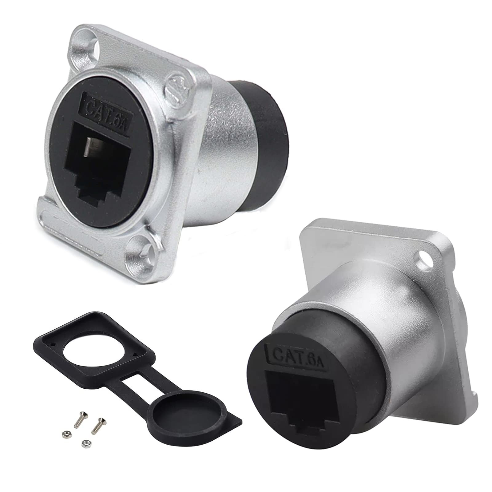 2PCS D-Type RJ45 CAT6A Ethernet Bulkhead Panel Mount Connector
