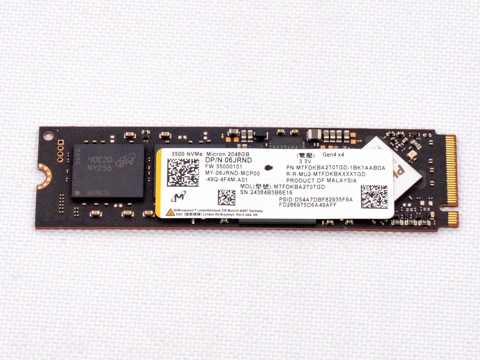 Micron 3500 2TB MTFDKBA2T0TGD M.2 2280 PCIe 4.0 NVMe SSD - 100% Health
