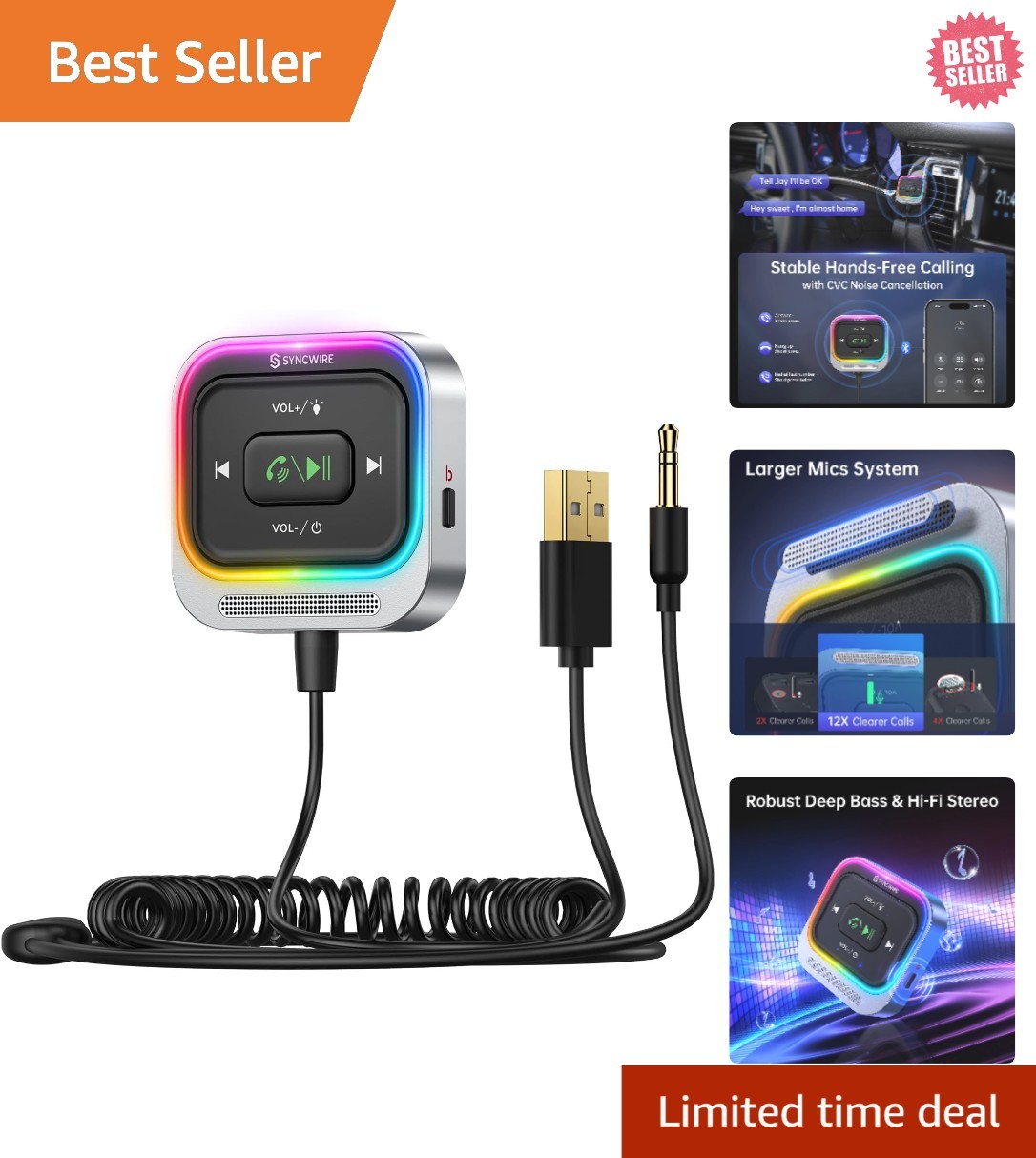Plug-and-Play Bluetooth 5.4 Receiver with Enhanced Audio & Easy Operation