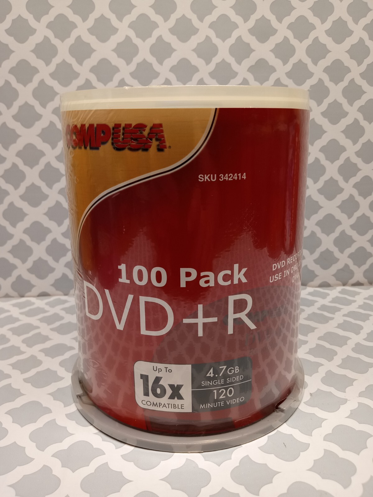 Comp USA 100 Pack DVD+R 16x 4.7GB 120 Minute Video Discs - New
