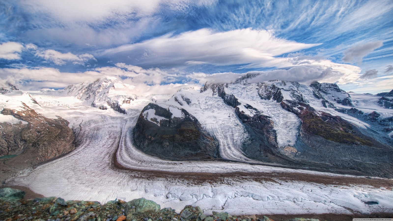 Landscape glacier mountains snow alps ice snowy peak Custom Gaming Mat Desk