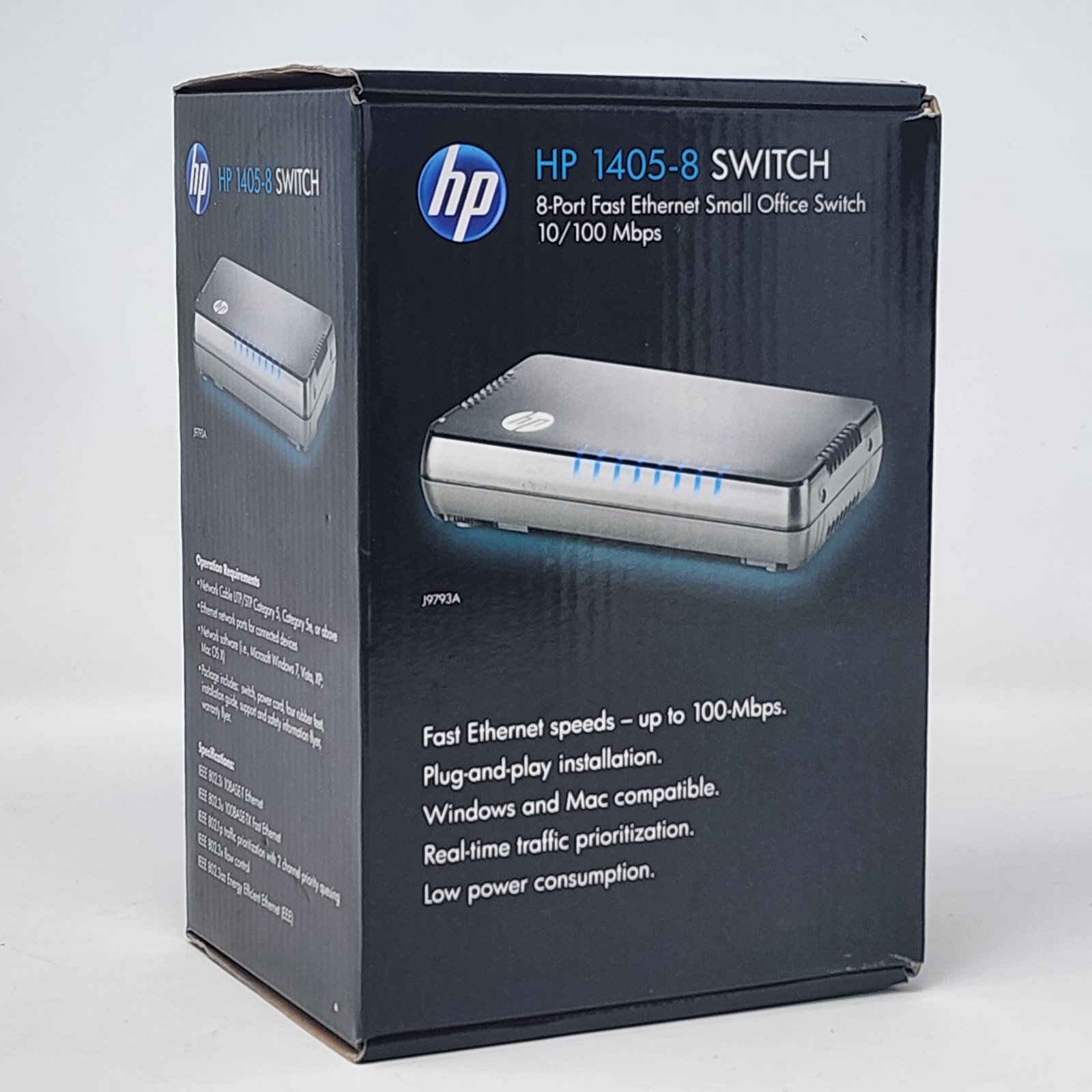 HP 1405-8 8 Port Ethernet Switch J9793A Unmanaged 10/100 Fast Ethernet Sealed
