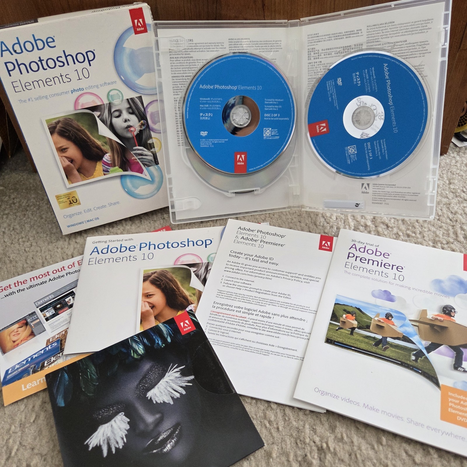 Genuine Adobe Photoshop Elements 10 DVD for PC Mac EXCELLENT with Serial Number 