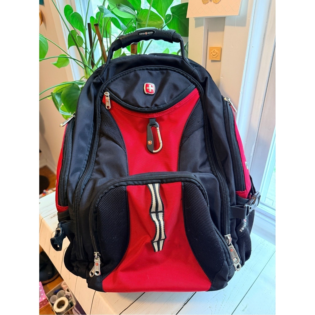SwissGear | 1900 ScanSmart TSA Laptop Backpack, Black and Red