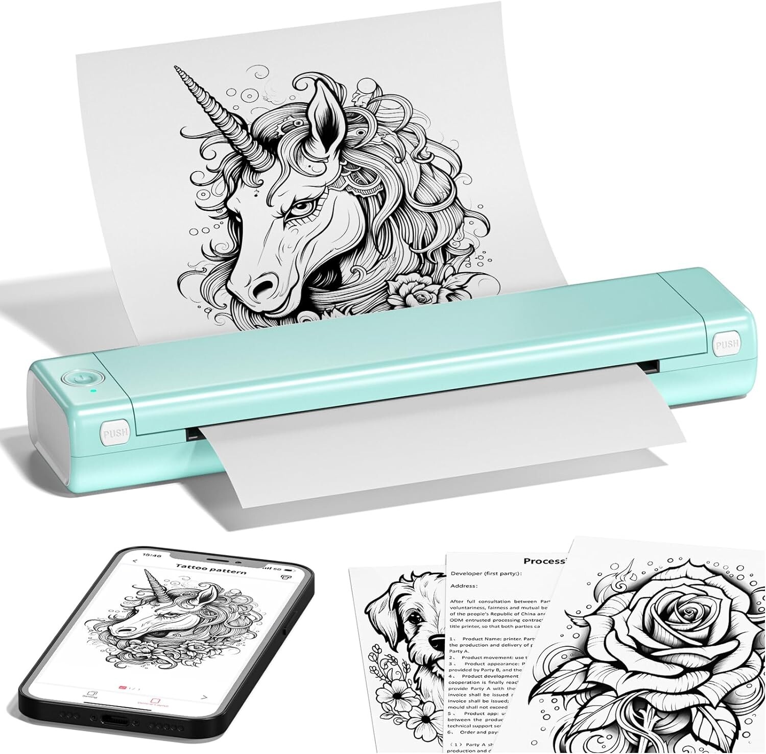 ITARI M08F WIRELESS PORTABLE BLUETOOTH THERMAL TATTOO STENCIL PRINTER -FREE SHIP