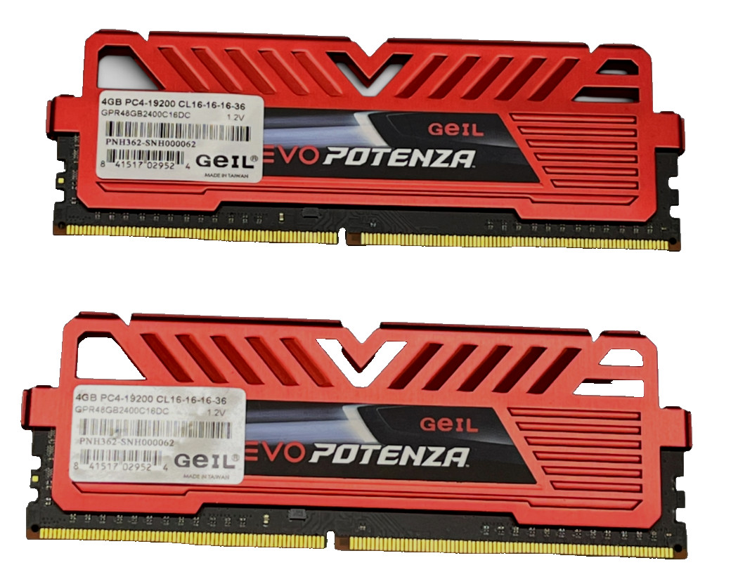 Potenza Evo GEIL 8gb 2x4gb DDR4 RAM 2400MHz PC4-19200 CL 16-16-16-36