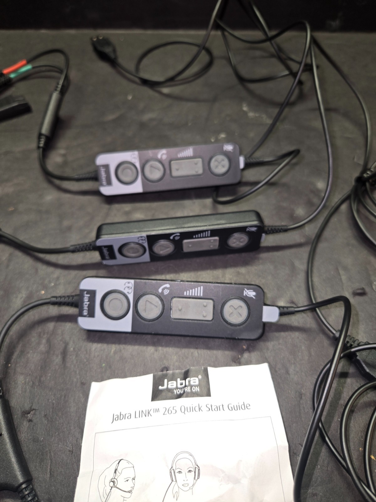 Lot of 3 Jabra 265-09 Link265 USB QD Training Cable Y Cord (B2)
