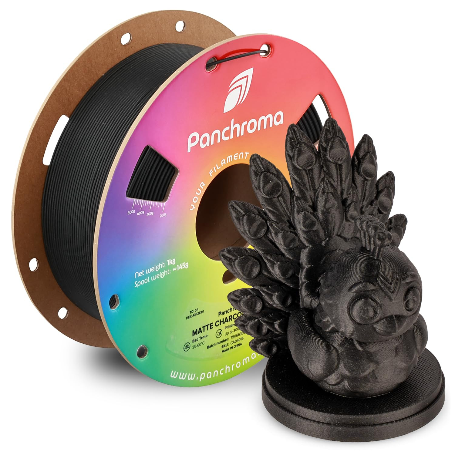 Panchroma Matte PLA Filament, Charcoal Black 1.75Mm 1Kg 3D Printing Filament, Fo