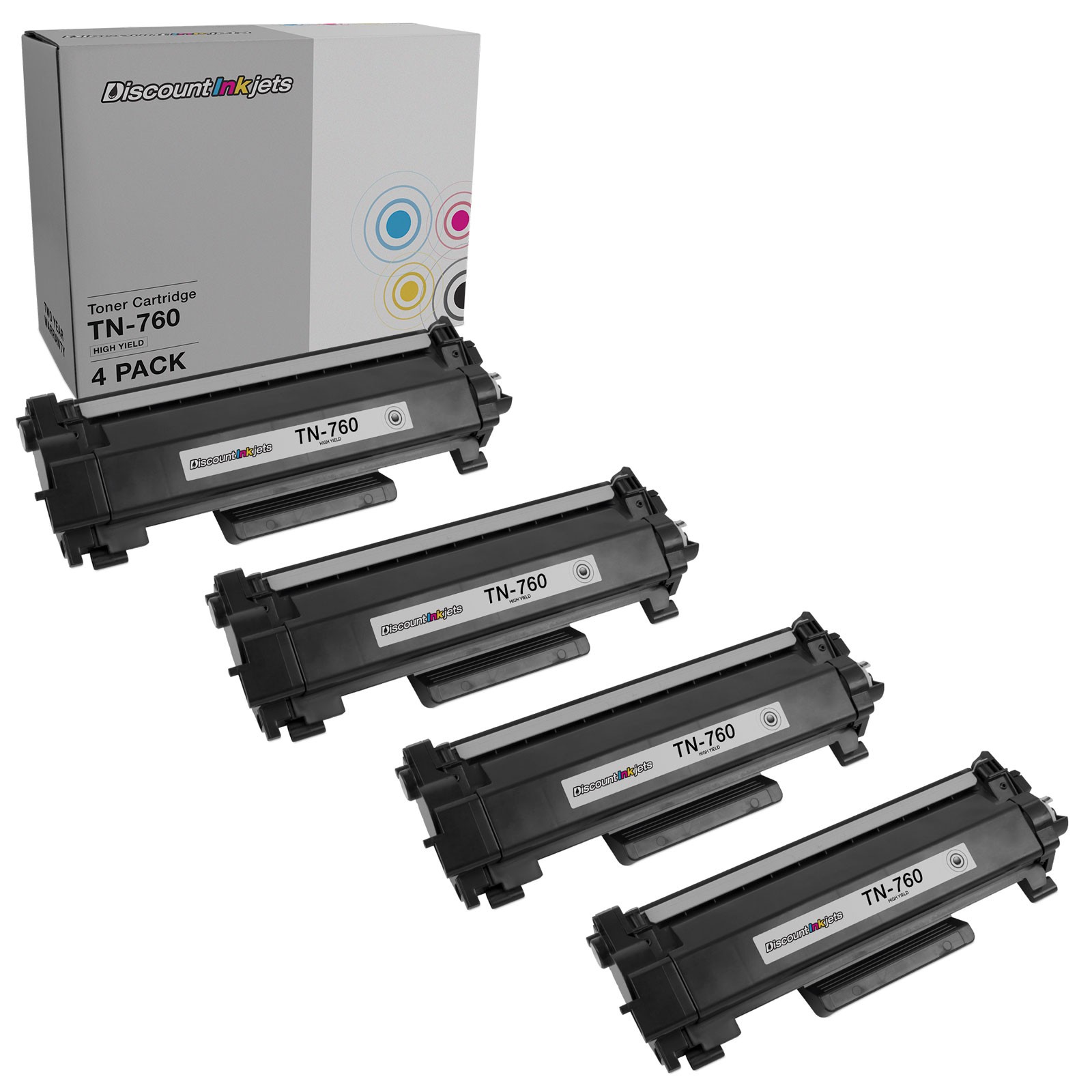 4pk TN760 for Brother Black Cartridge TN730 DCP-L2550DW HL-2370DW New w/chip
