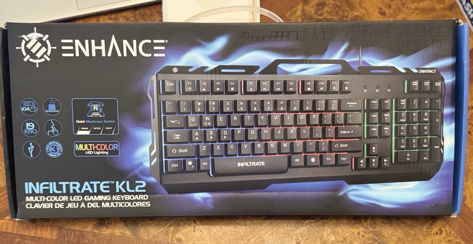 Enhance Infiltrate KL2 Gaming Keyboard - Backlit LED Ultra Thin Slim QWERTY New