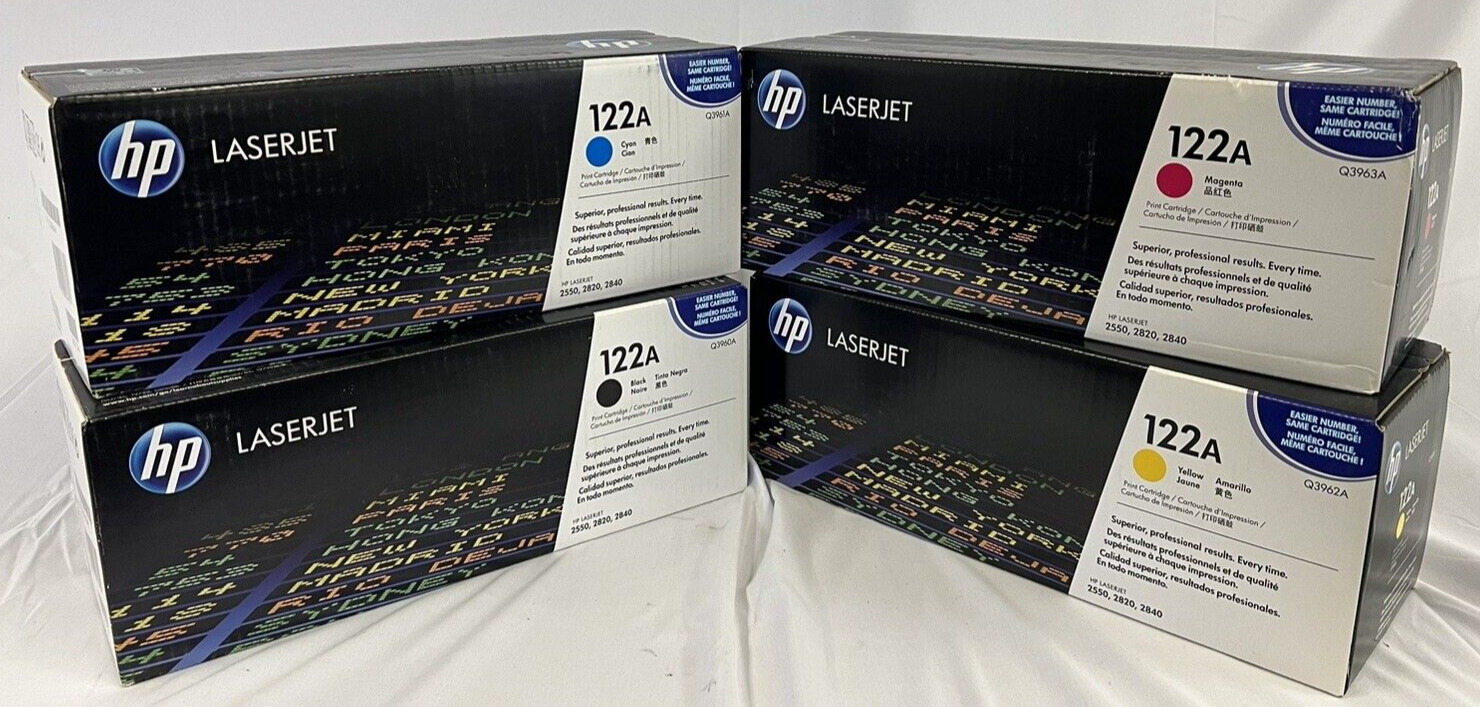 NEW HP 122A (Q3960A,Q3961A,Q3962A,Q3963A) Black, Yellow, Magenta, Cyan: LOT OF 4