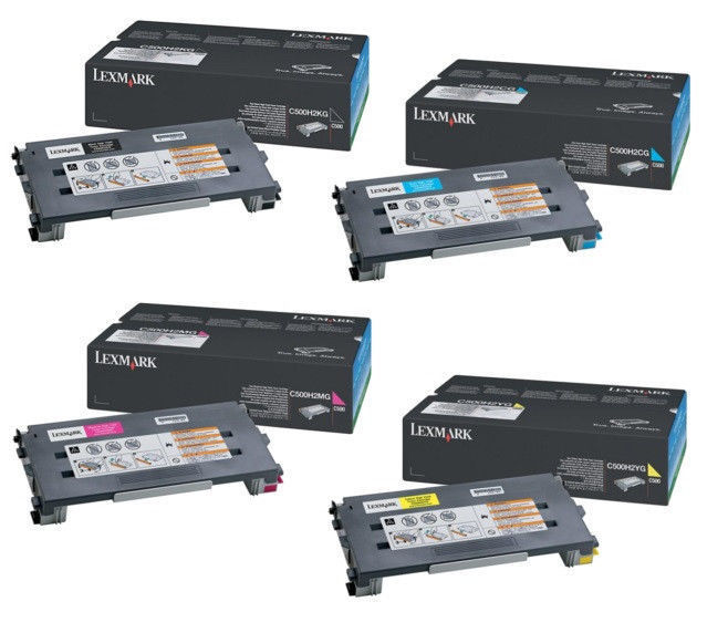 4 x Genuine Lexmark Toner C500n C502n X500 X502n / C500H2KG - C500H2YG Original Box