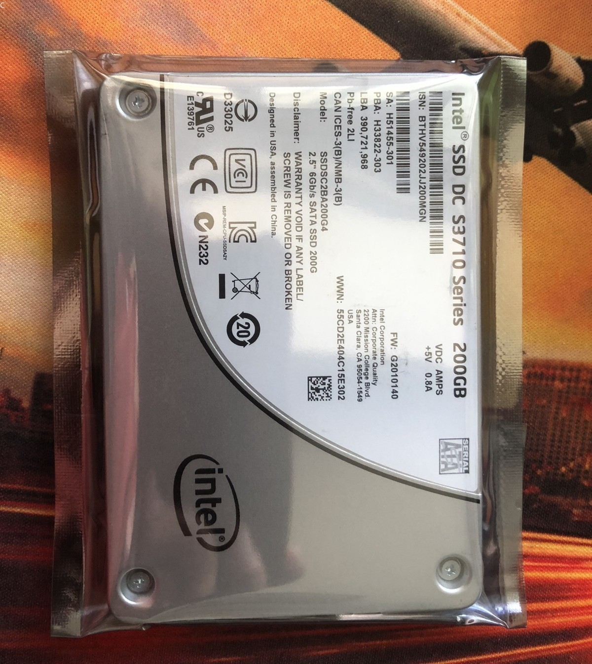 NEW Intel SSD DC S3710 200 GB Internal 2.5" MLC SSDSC2BA200G4 7MM hard drive