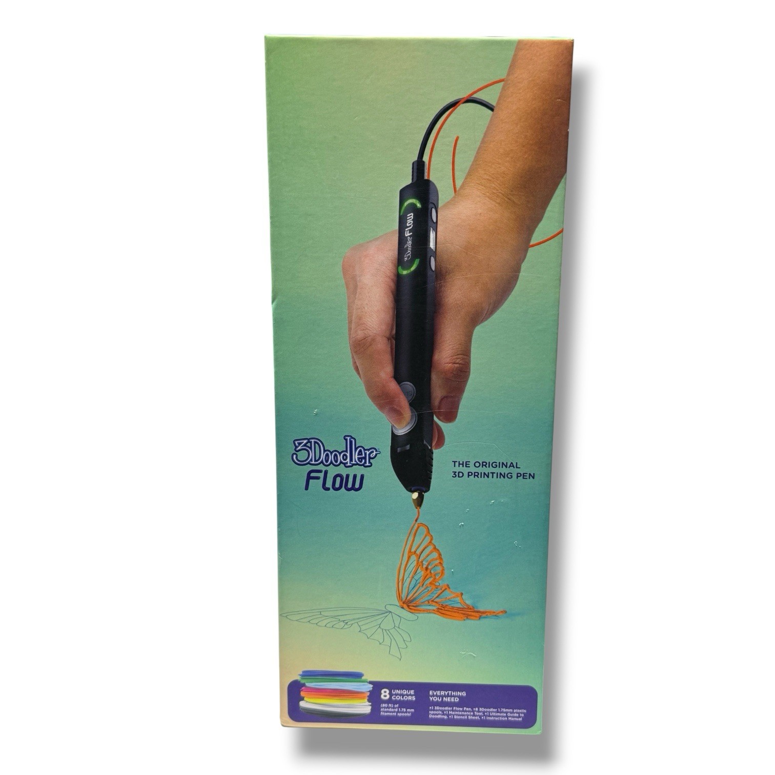 3Doodler Flow 3D Printing Pen Set 8 Colors Filament Stencil NEW SEALED