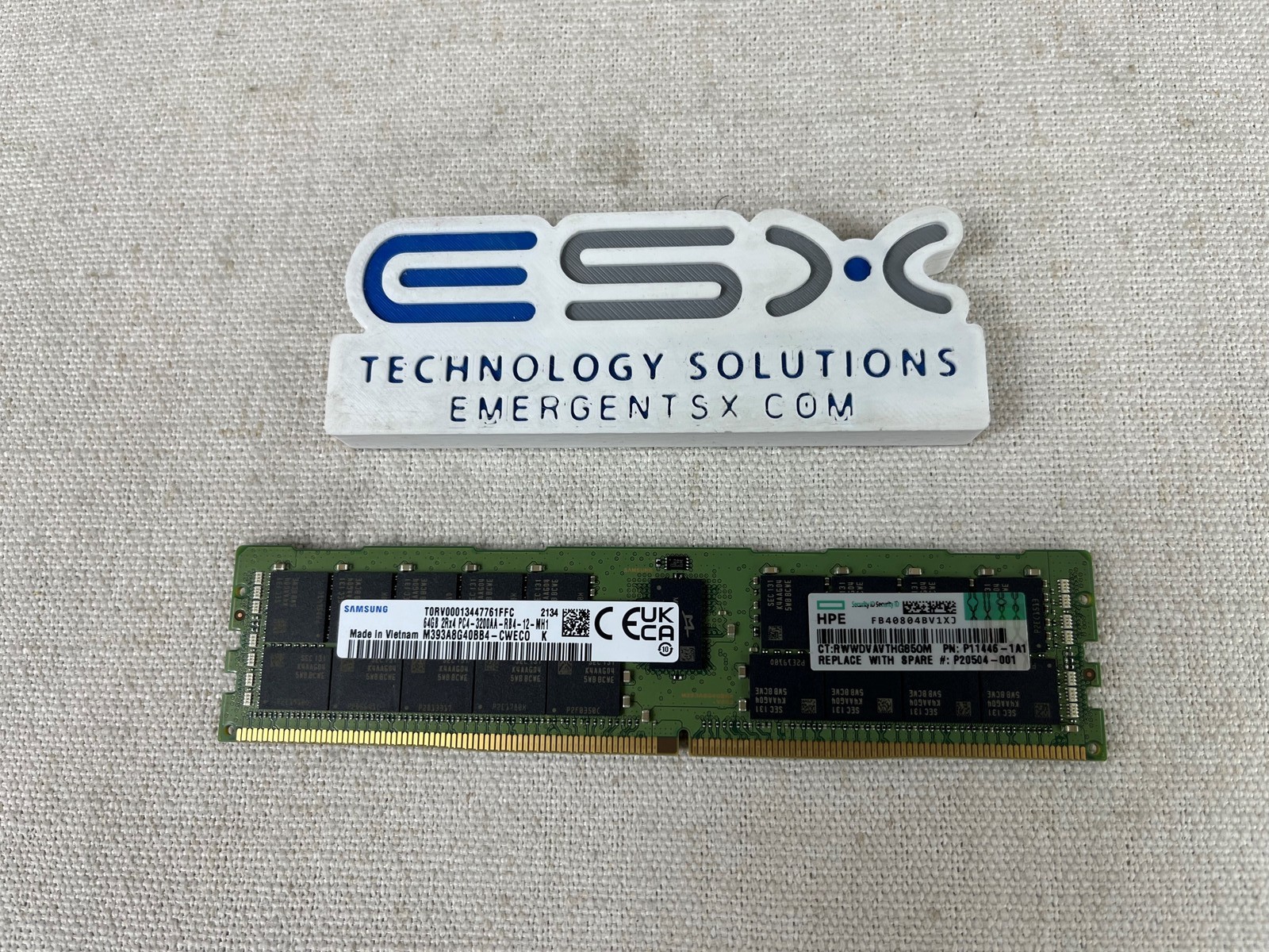 HPE 64GB 2RX4 PC4-25600AA-R DDR4-3200MHZ P11446-1A1, P20504-001, P07650-B21