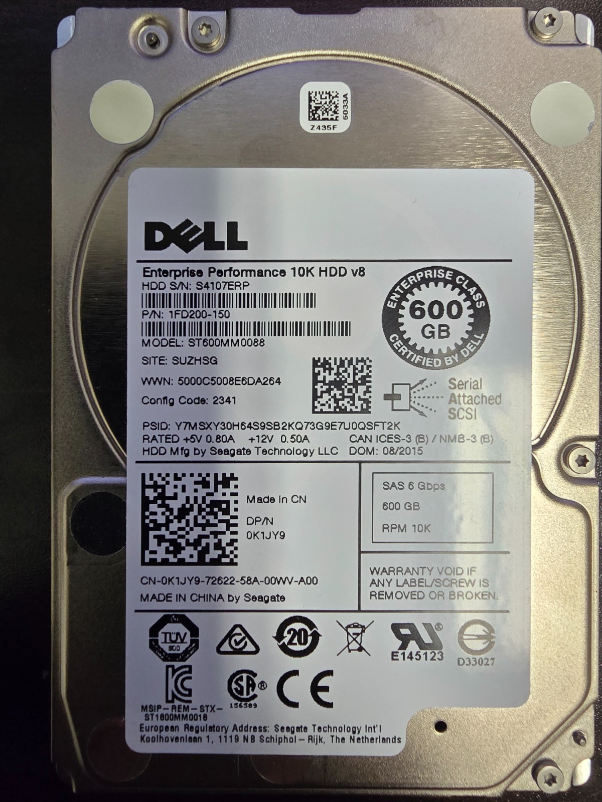 Seagate ST600MM0088 600GB 10K SAS 12Gb/s 2.5" Enterprise HDD Tested