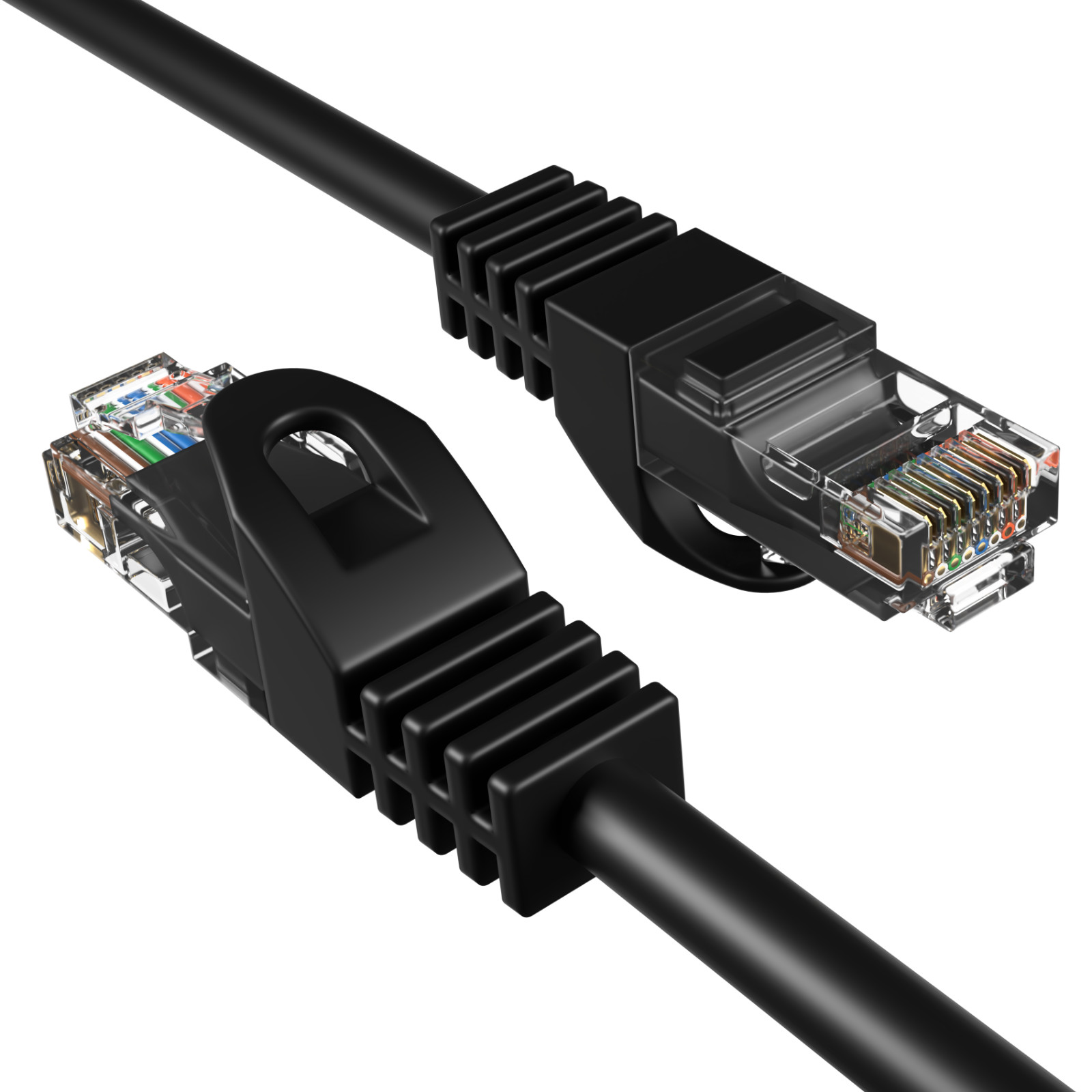 Cat5e Ethernet Patch Cord LAN Network Cable RJ45 UTP 25FT – 200FT Pack Lot Black