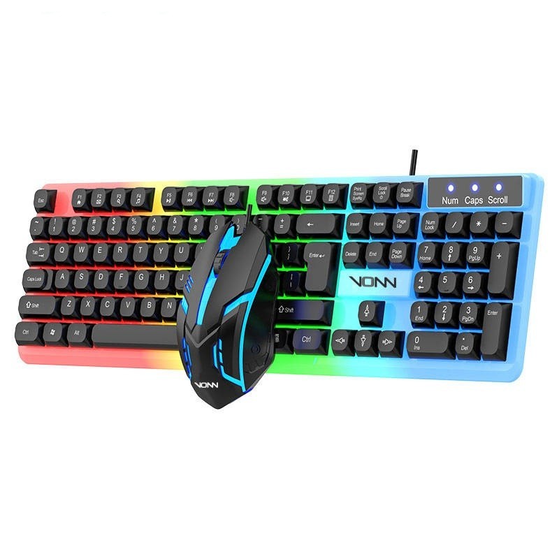 2026 Gaming Keyboard and FREE Mouse Combo Full Size 104 Key Wired with RGB Light