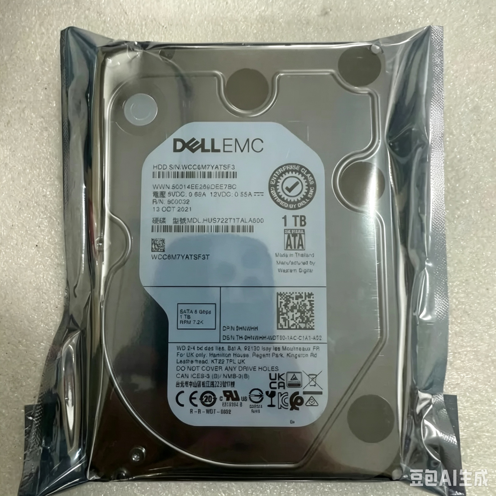 0HNWHH HUS722T1TALA600 Dell EMC HNWHH 1TB 7.2K 6Gbps 3.5" SATA HDD Hard Drive