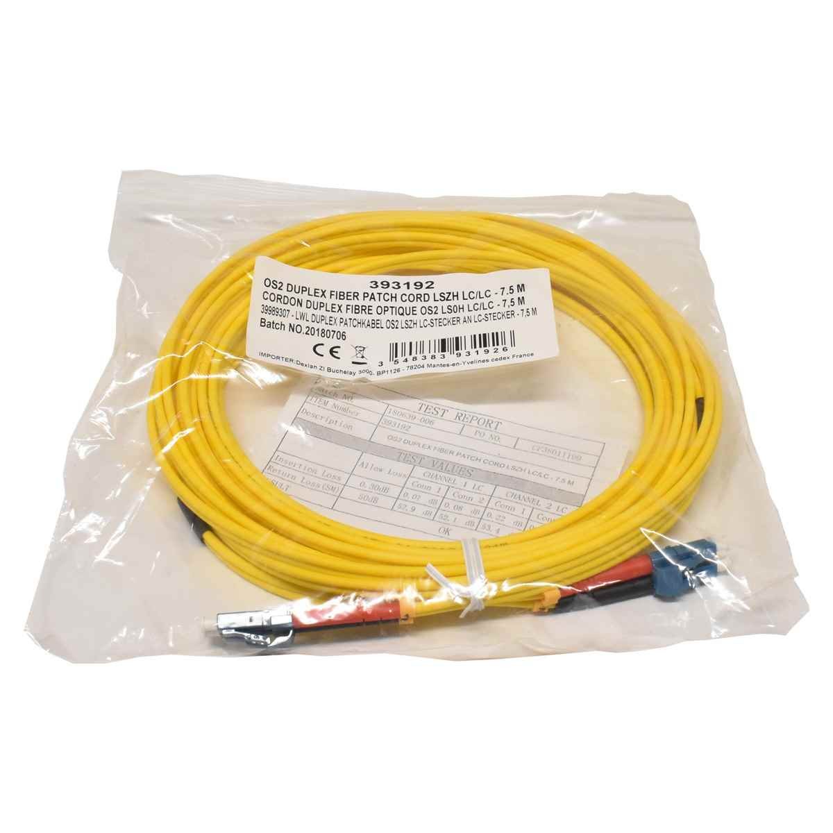 20 x Corning OS2 Duplex Fibre Patch Cord YELLOW LSZH LC/LC - 7.5m NEW NEW