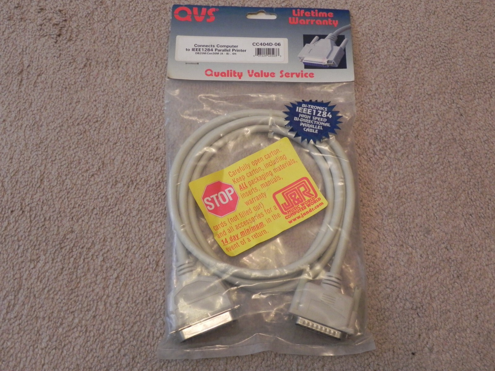 QVS 6ft IEEE1284 Bi-directional High Speed Parallel Cable CC404D-06 Taiwan New