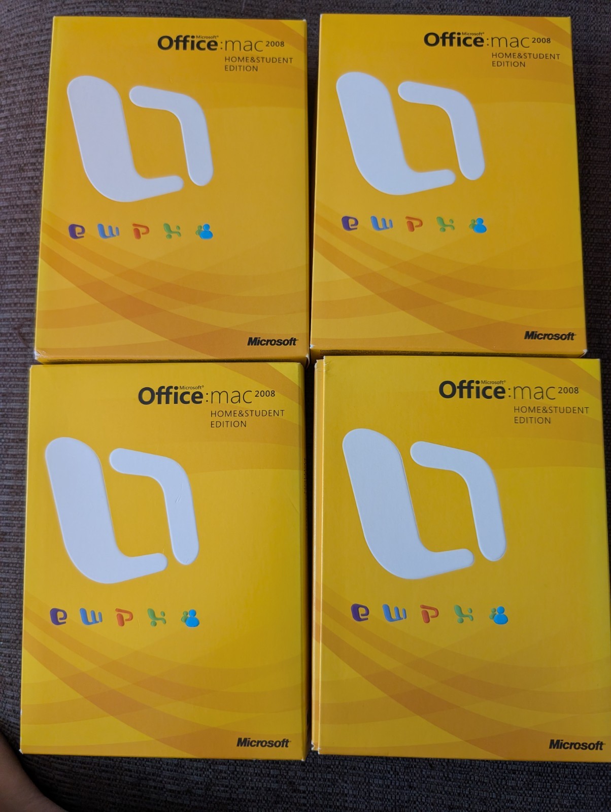 lot of 4 copies Microsoft Office 2008 Home and Student Edition for Mac