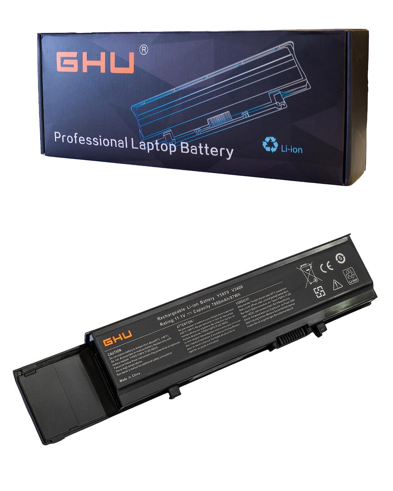 9-Cell 87WH Laptop Battery Replacement for Vostro 3400 3500 3700 - High Capacity