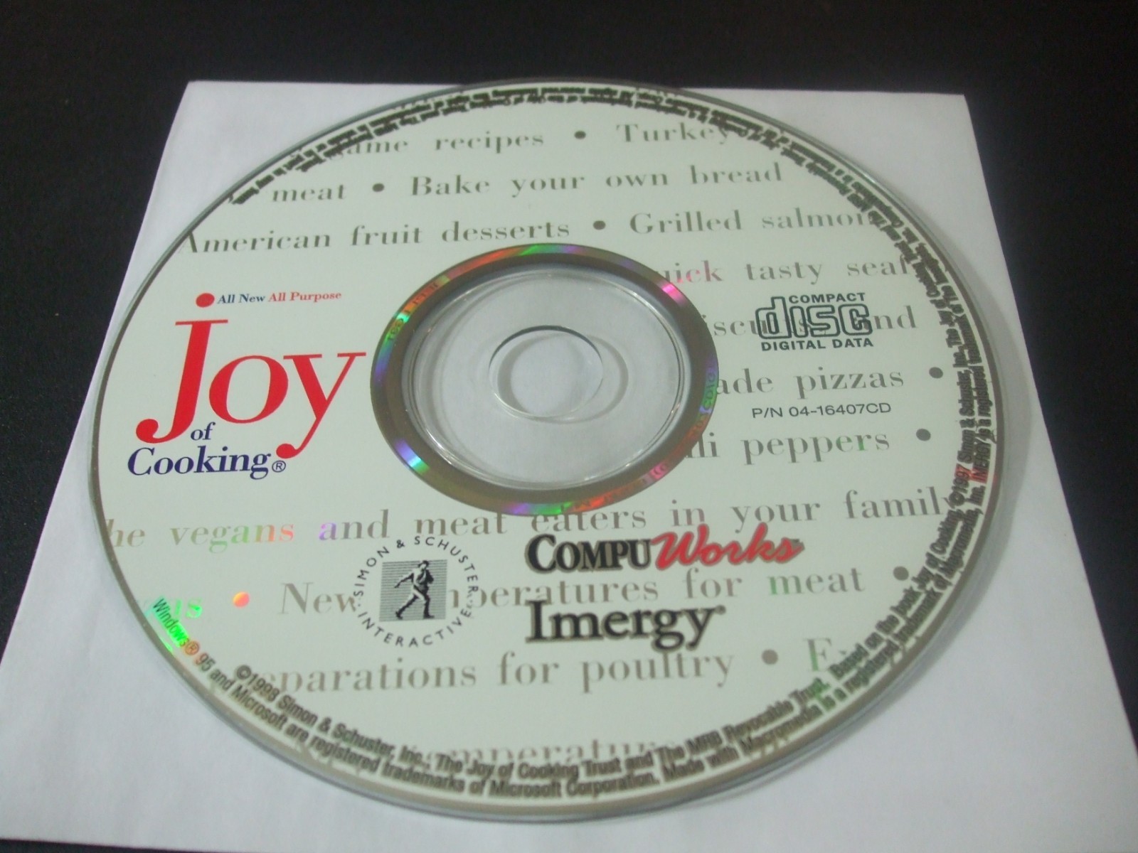 The All New All Purpose Joy of Cooking (PC, 1998) - Disc Only