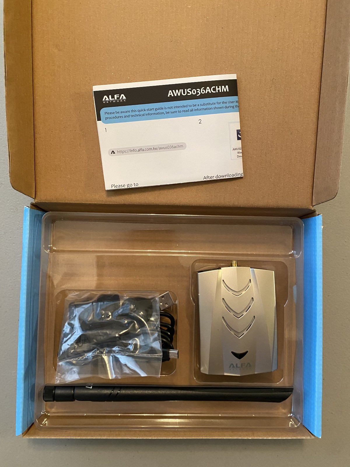 Alfa AWUS036ACHM 802.11ac dual band High Power Wi-Fi USB Adapter +RP-SMA antenna