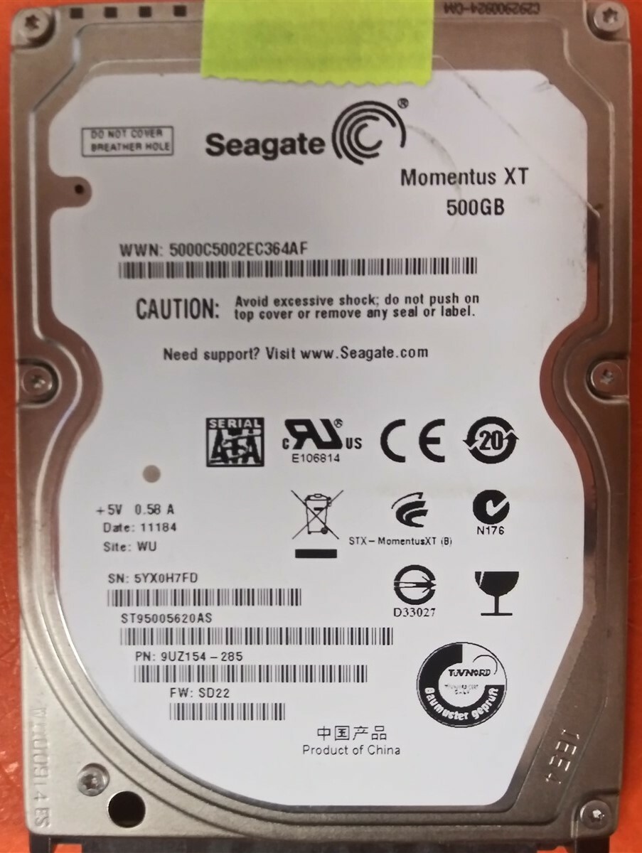 ⭐️⭐️⭐️⭐️⭐️ HDD Hard Drive SATA Laptop 2.5" Seagate ST95005620AS 500GB FW: SD22