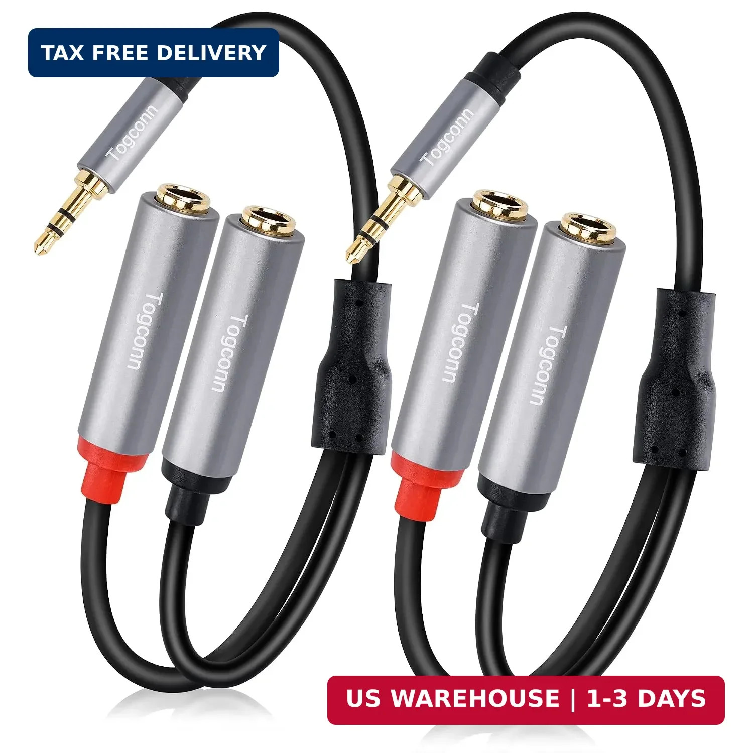 3.5mm to Dual 6.35mm Y-Adapter Splitter 0.6 Feet,3.5mm 1/8 Inch TRS Stereo Male