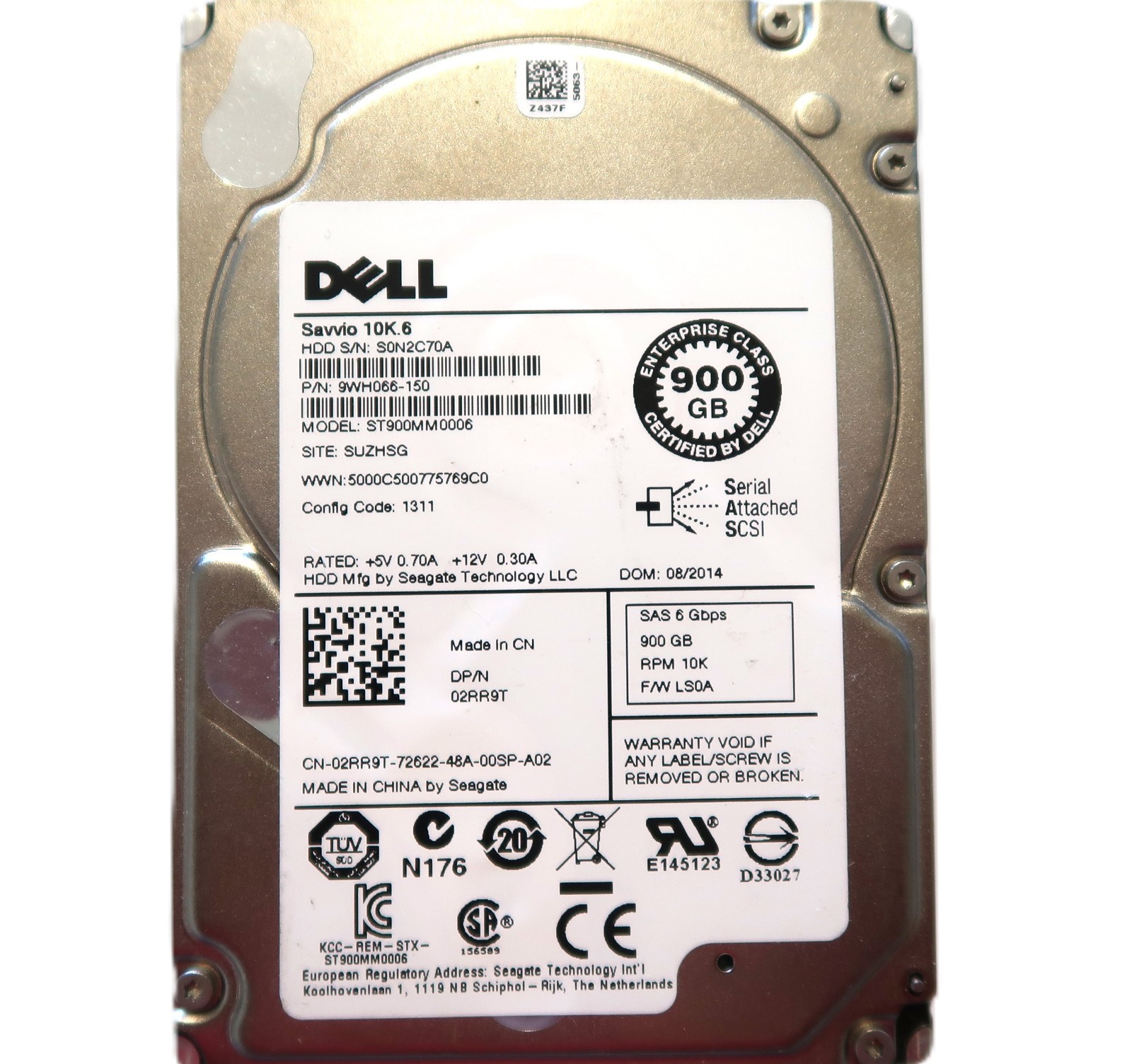 Seagate ST900MM0006 9WH066-150 Savvio 6gb/s 02RR9T 10K.6 2.5" 900gb SAS HDD