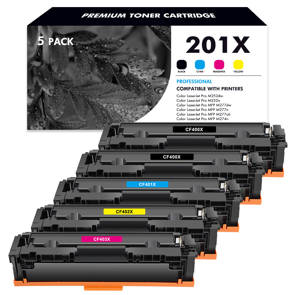 5PK High Yield CF400X 201X 201A Toner Set For HP Color Laser Jet Pro MFP M277dw