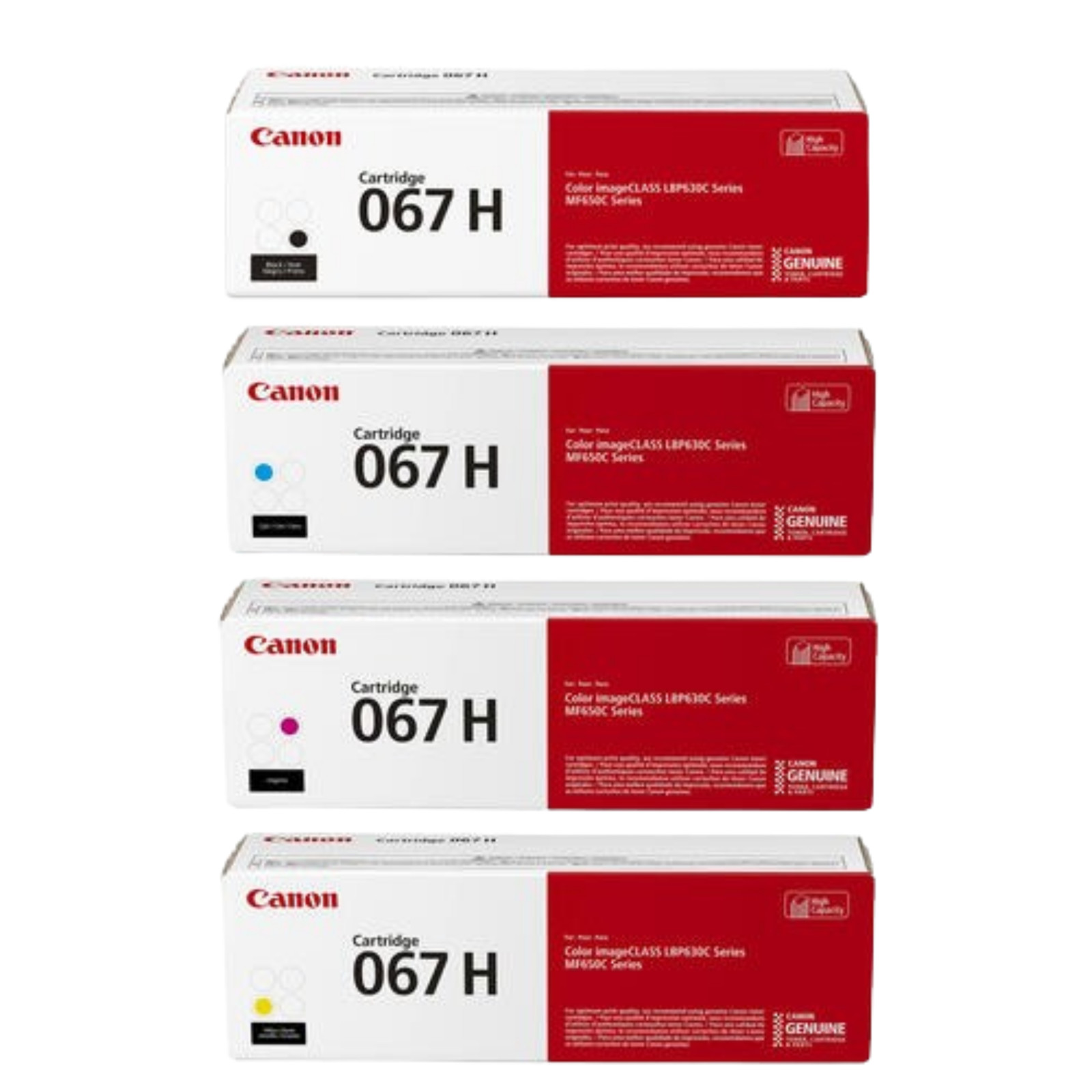 Canon 067H 4 Pack High Yield Toner Cartridge Set ( Black, Cyan, Yellow, Magneta)