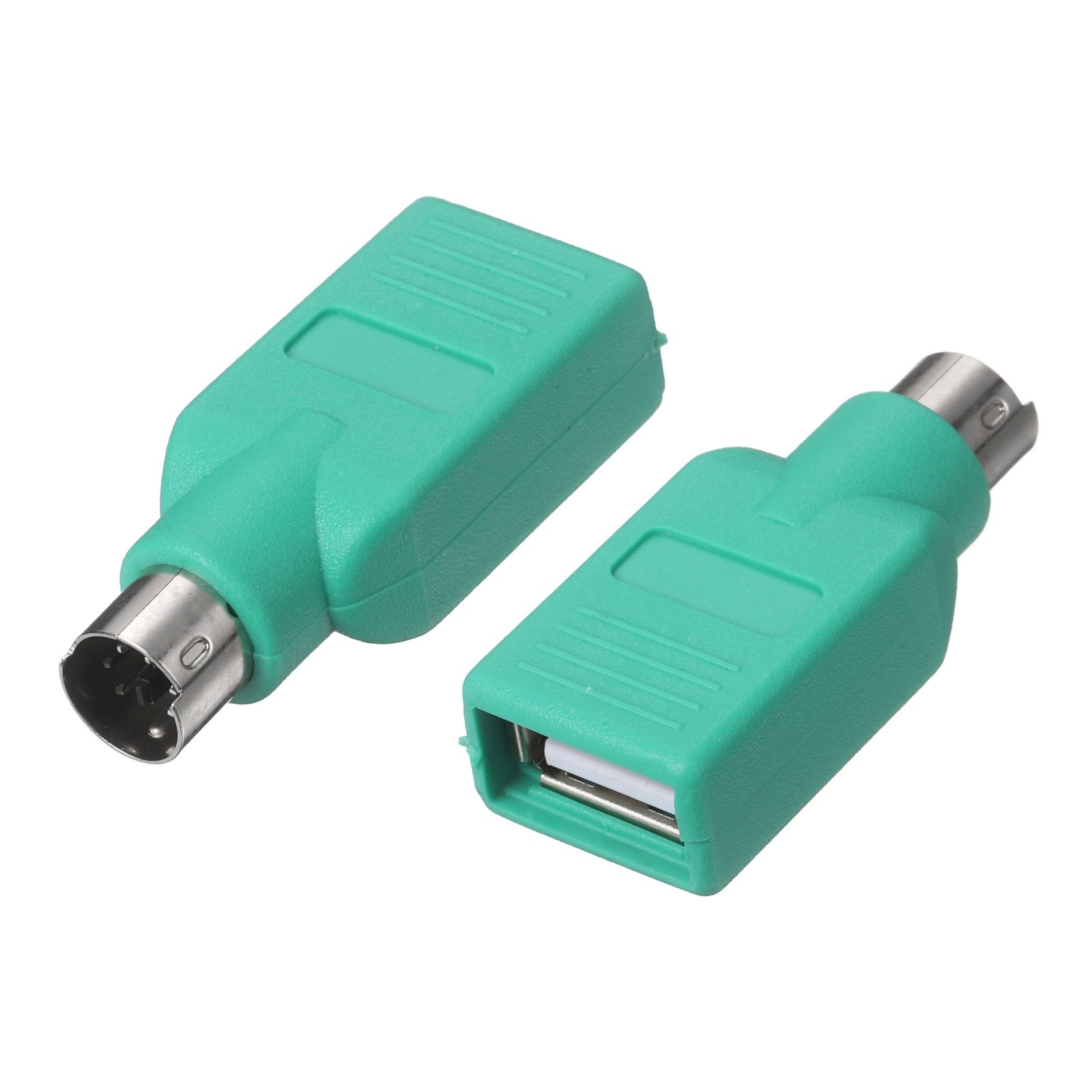 2 Pcs USB to PS/2 Adapter, Plastic USB A Female to PS/2 Male Converter, Green