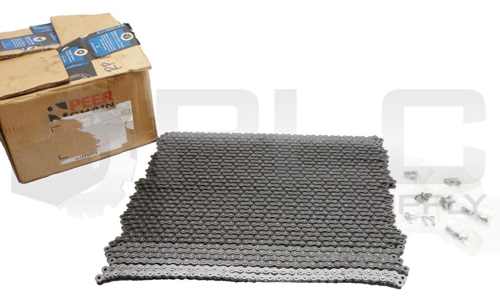 BOX OF 37 NEW 40 PEER CHAIN 34 LINKS LONG W/ 7 NEW LINK PIECES IN BAGS