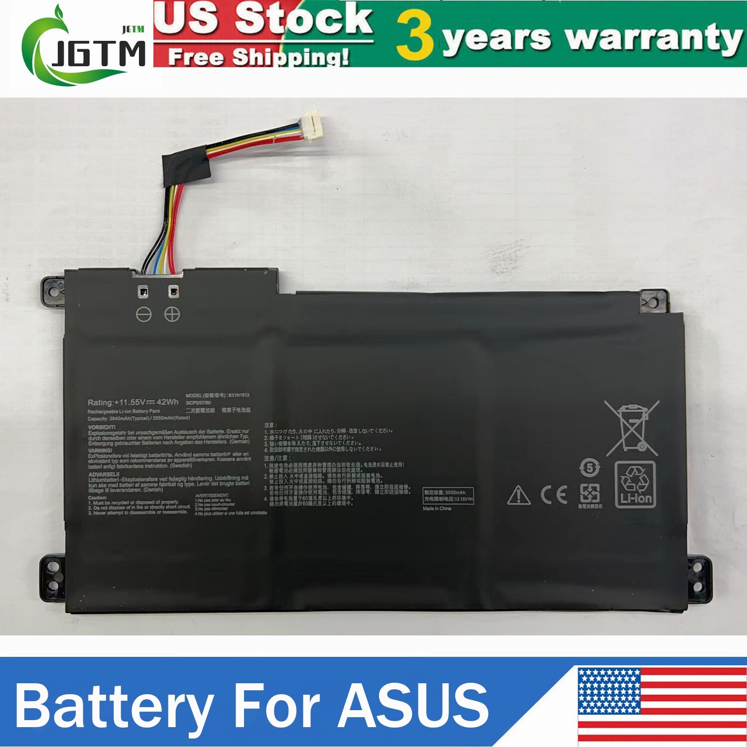 B31N1912 Battery For ASUS VivoBook 14 E410MA L410MA E410KA E510MA E510KA 42Wh US