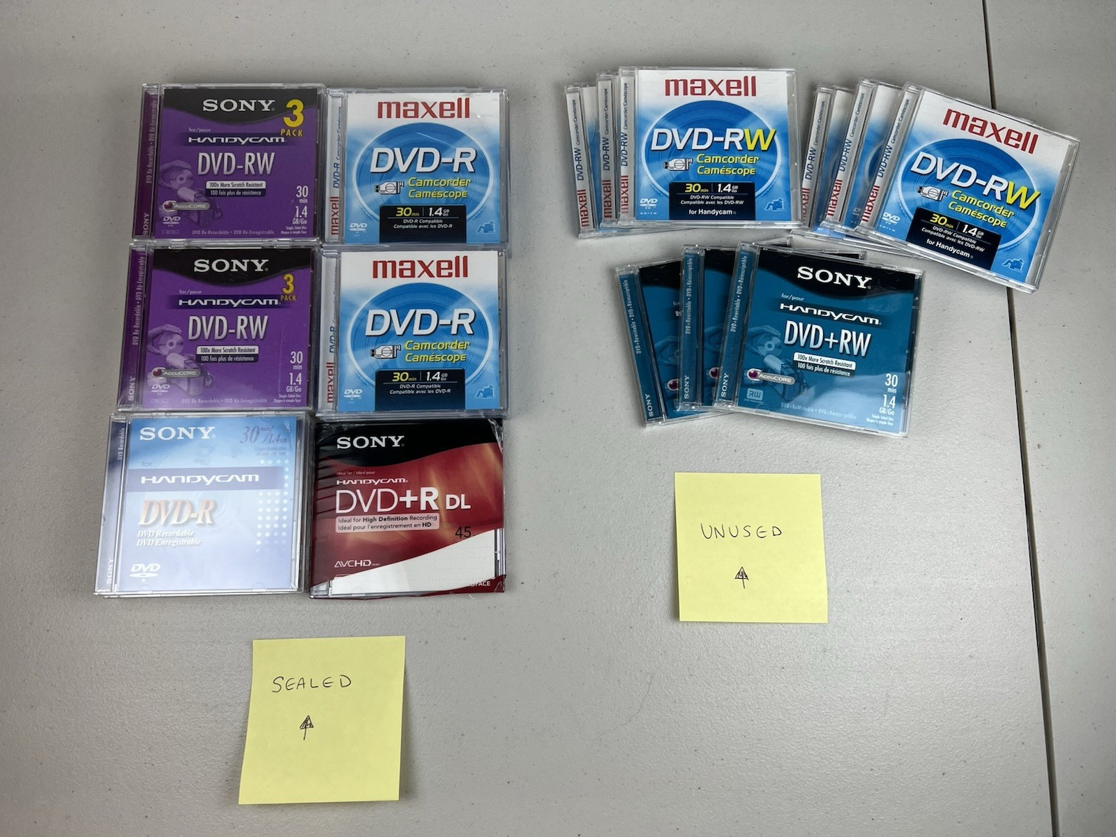 Lot 25 Mini DVD-R DVD-RW DVD+RW Sony & Maxell Discs NEW Camcorder Handycam READ