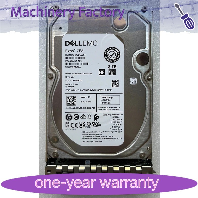 1PCS New DELL 0F4JXT F4JXT EMC 8TB 7.2K SATA 3.5" 6Gb/s HDD Hard Drive 14/15/16