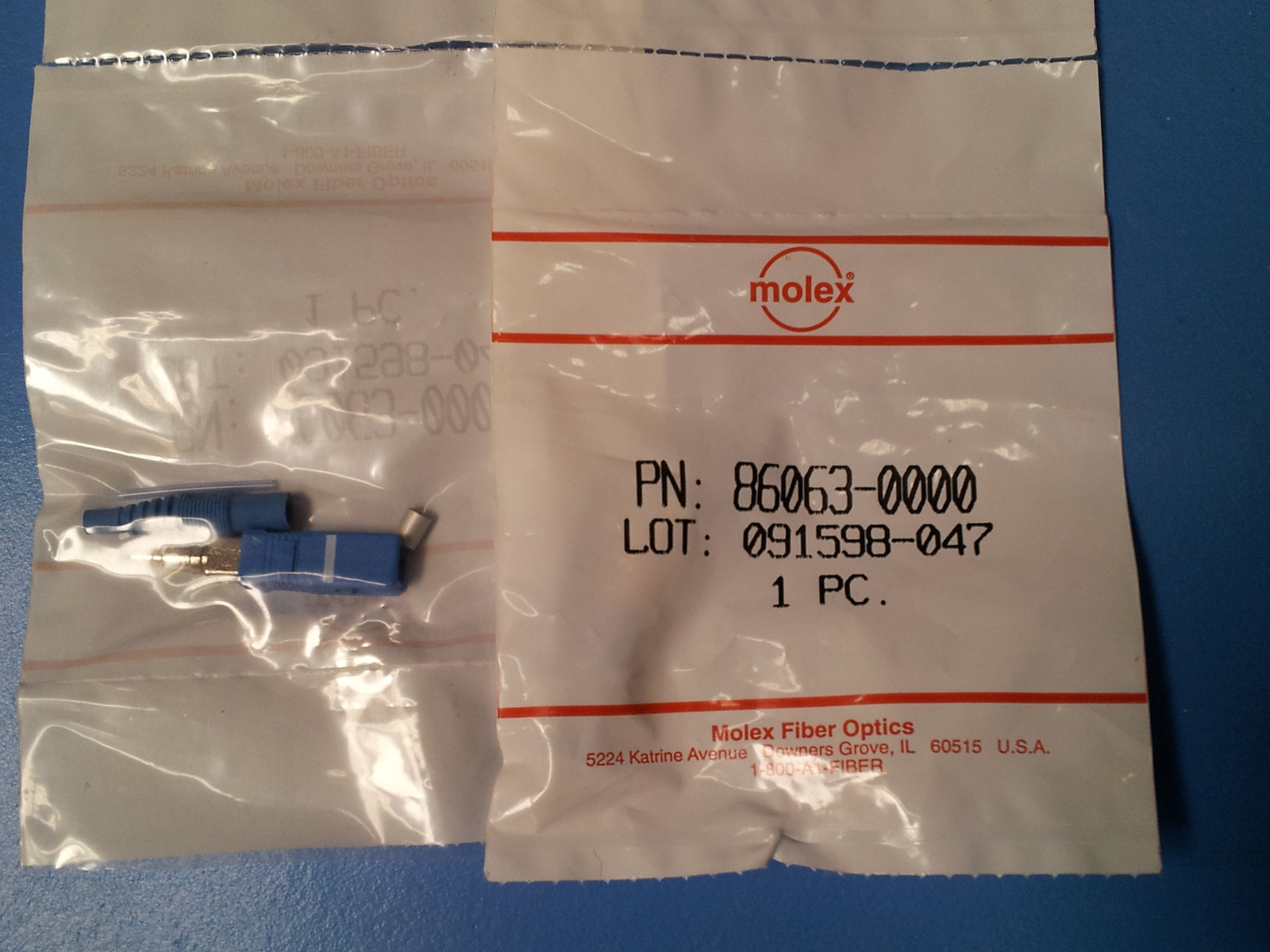 Adapter Fast SC Connector Fiber Optic, Molex, 86063-0000, Lot of 10 Pcs